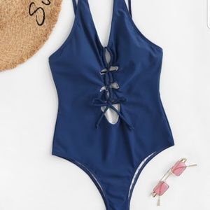 ONE PIECE BLUE BATHING SUIT